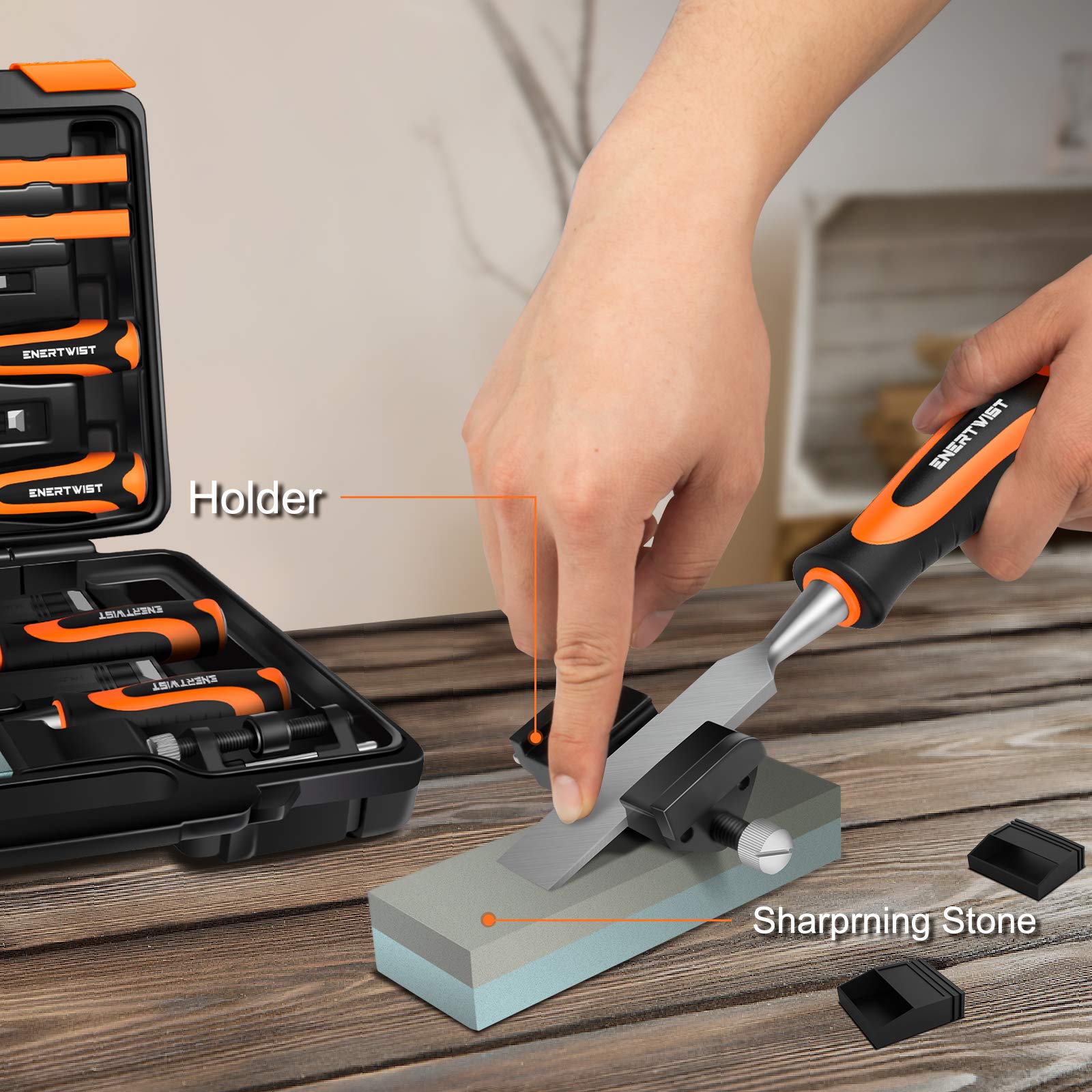 ENERTWIST wide chisel range from 1/4 inch to 1-1/2 inch for detail work