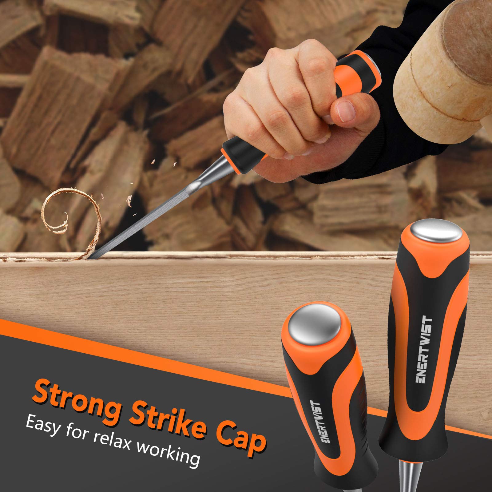 ENERTWIST chisels from 1/4 inch to 1-1/2 inch for versatile projects