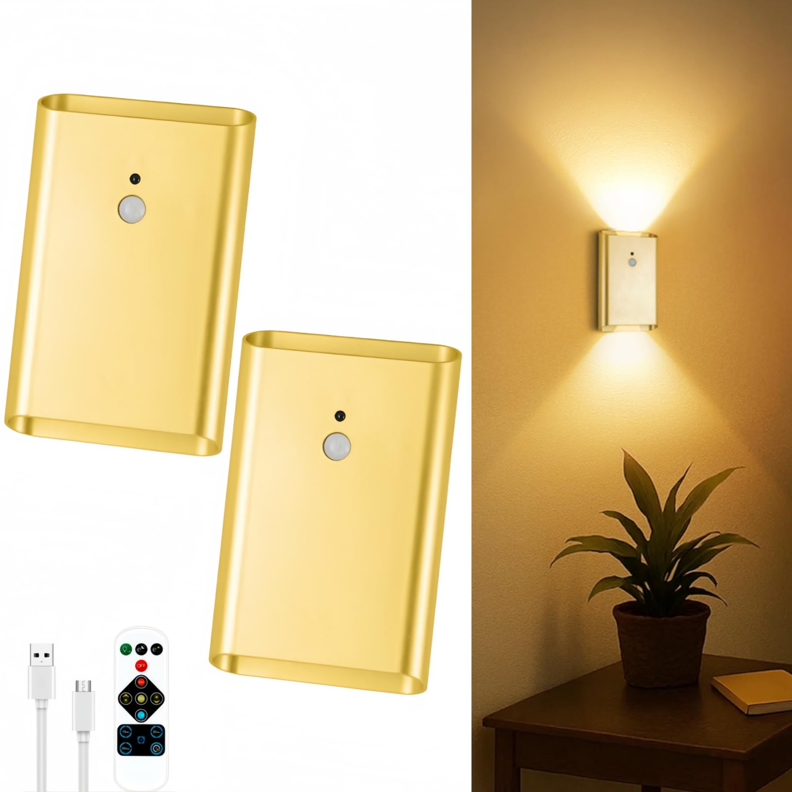 Eneru battery-operated wall sconce with magnet mount for quick, tool-free installation.