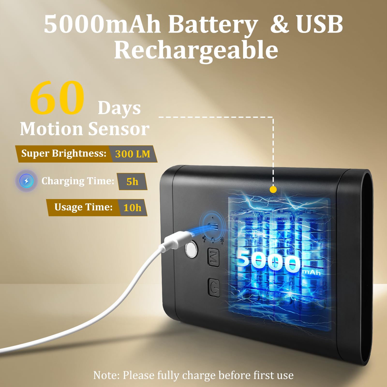 Eneru rechargeable 5000mAh sconce ready for long hallway nights