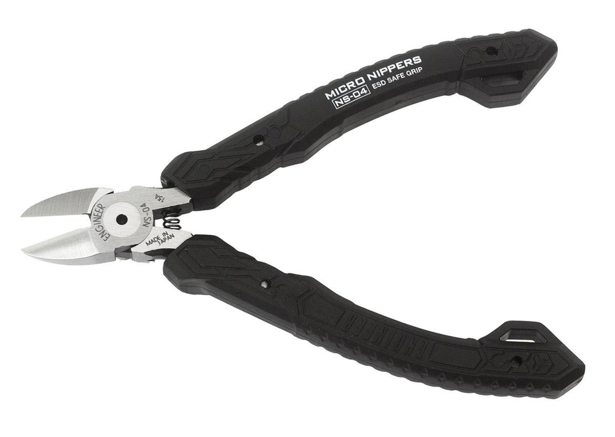 ENGINEER 4.75 inch mini nippers close-up showing flush-cut edge for PCB work