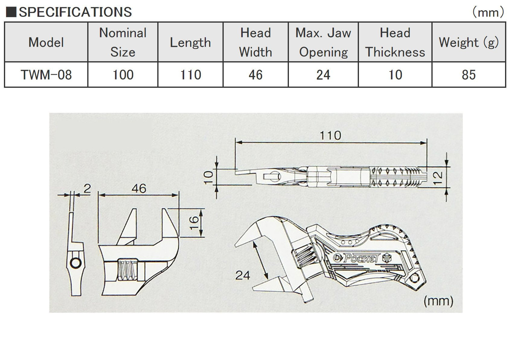 ENGINEER handle with strap hole and TPR grip.