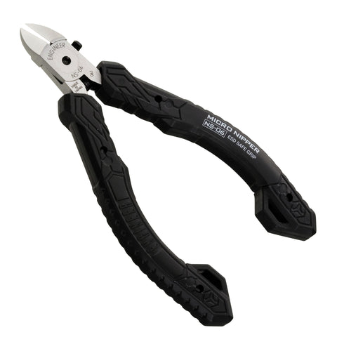 ENGINEER NS-06 compact side cutter with ergonomic ESD-safe grips for precise PCB tasks.