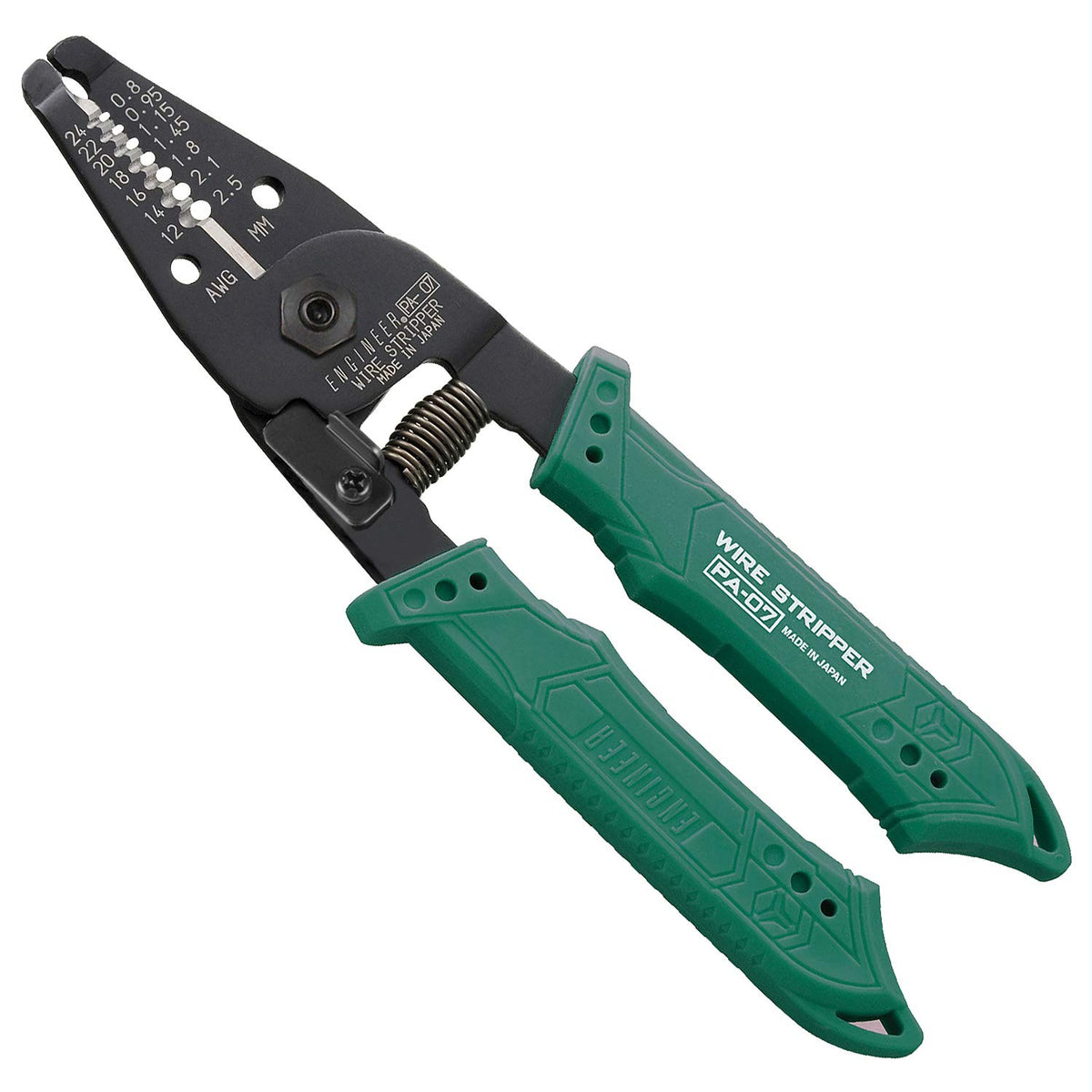 ENGINEER PA-07 precision jaws deliver clean insulation removal on solid and stranded wires.