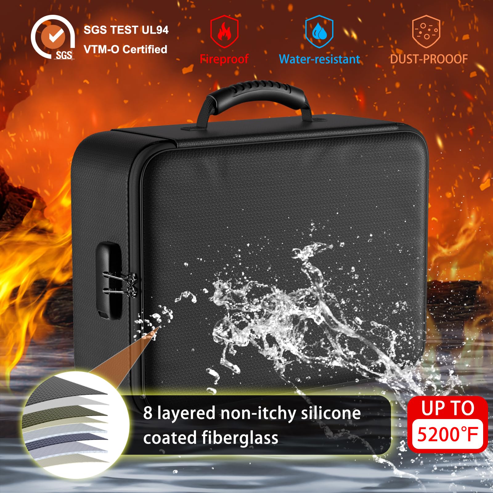 ENGPOW fireproof bag opened to reveal organized compartments