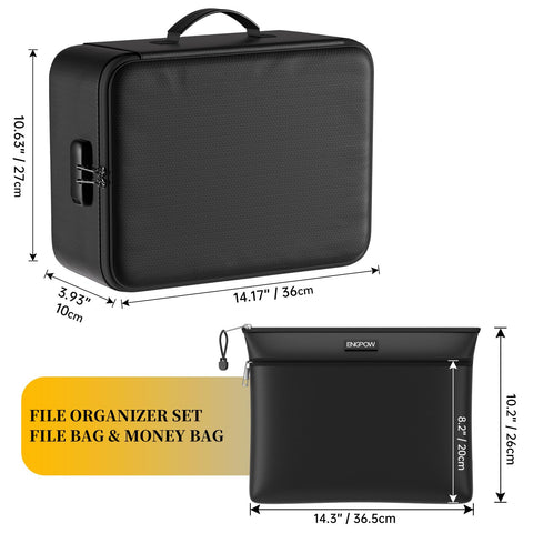 ENGPOW fireproof bag open main pocket reveals organized file storage.
