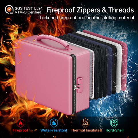 ENGPOW fireproof box interior layout showing multi-pocket organization