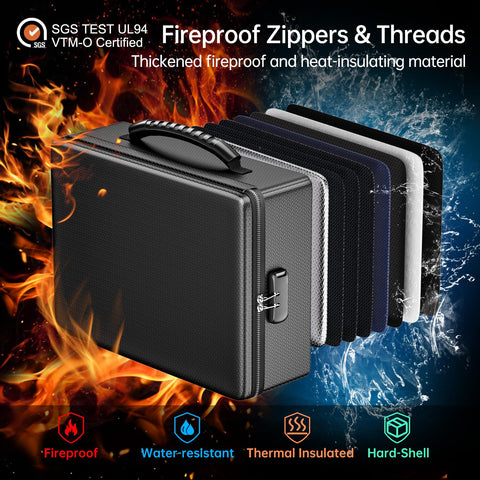 ENGPOW Fireproof Box closed with lock demonstrates secure storage for valuables.