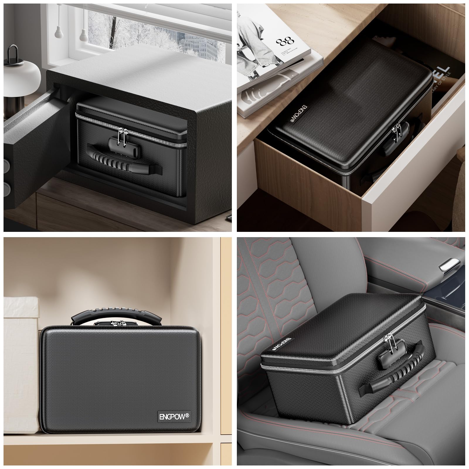 ENGPOW interior layout organized compartments for cash and documents