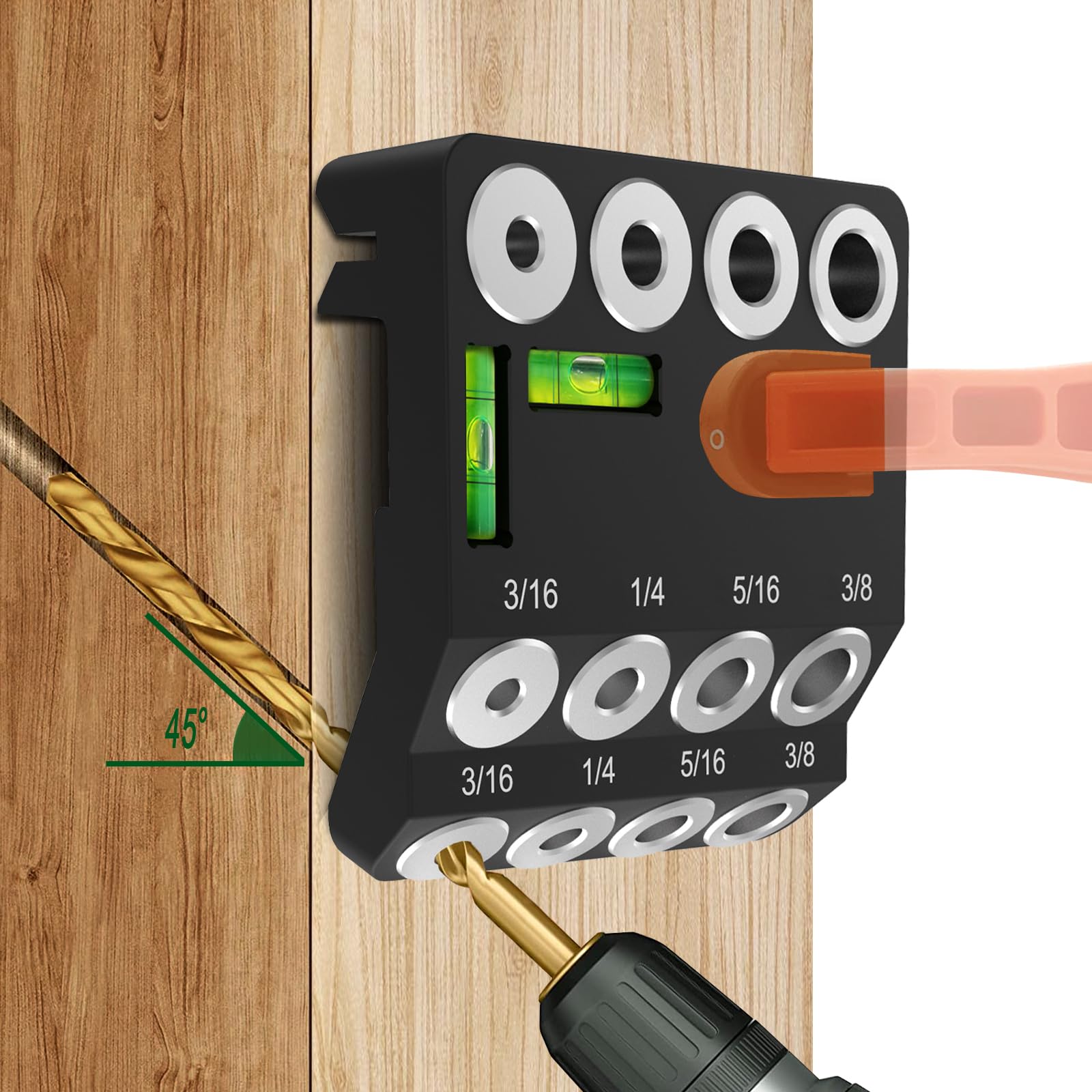 ENGYNC drill guide 30-45-90 angle for precise wood stair drilling