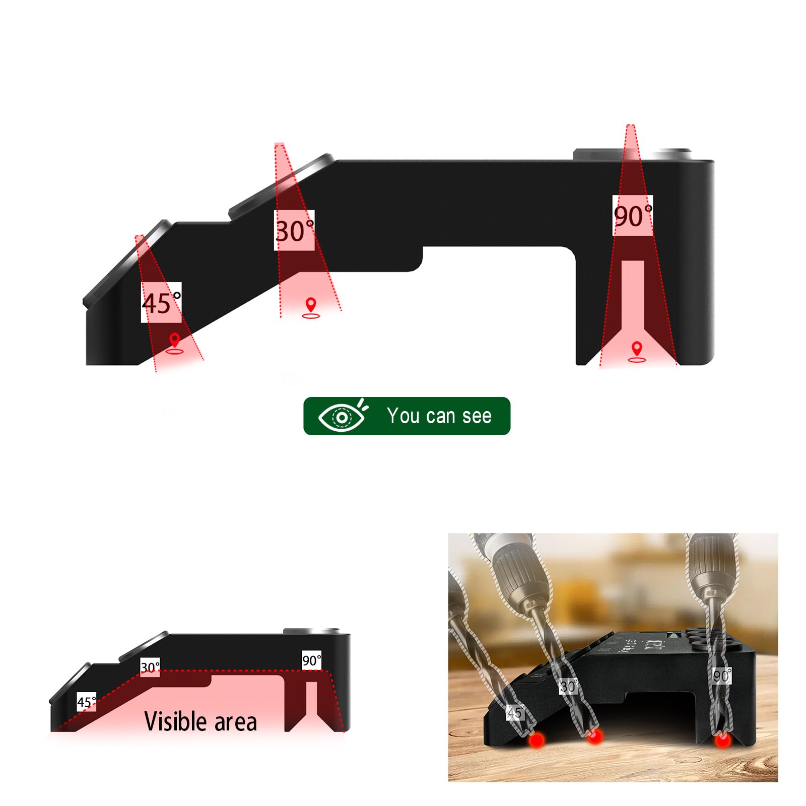 ENGYNC non-slip feet stabilize the drill block on wood