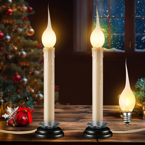 Enhon 2-pack electric window candles glow warmly for festive window displays