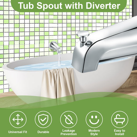 Enhon chrome tub spout with adapters for flexible install