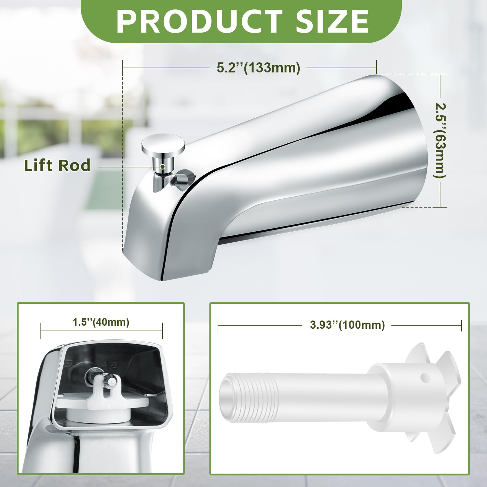 Enhon tub spout universal fit copper 1/2 inch connection