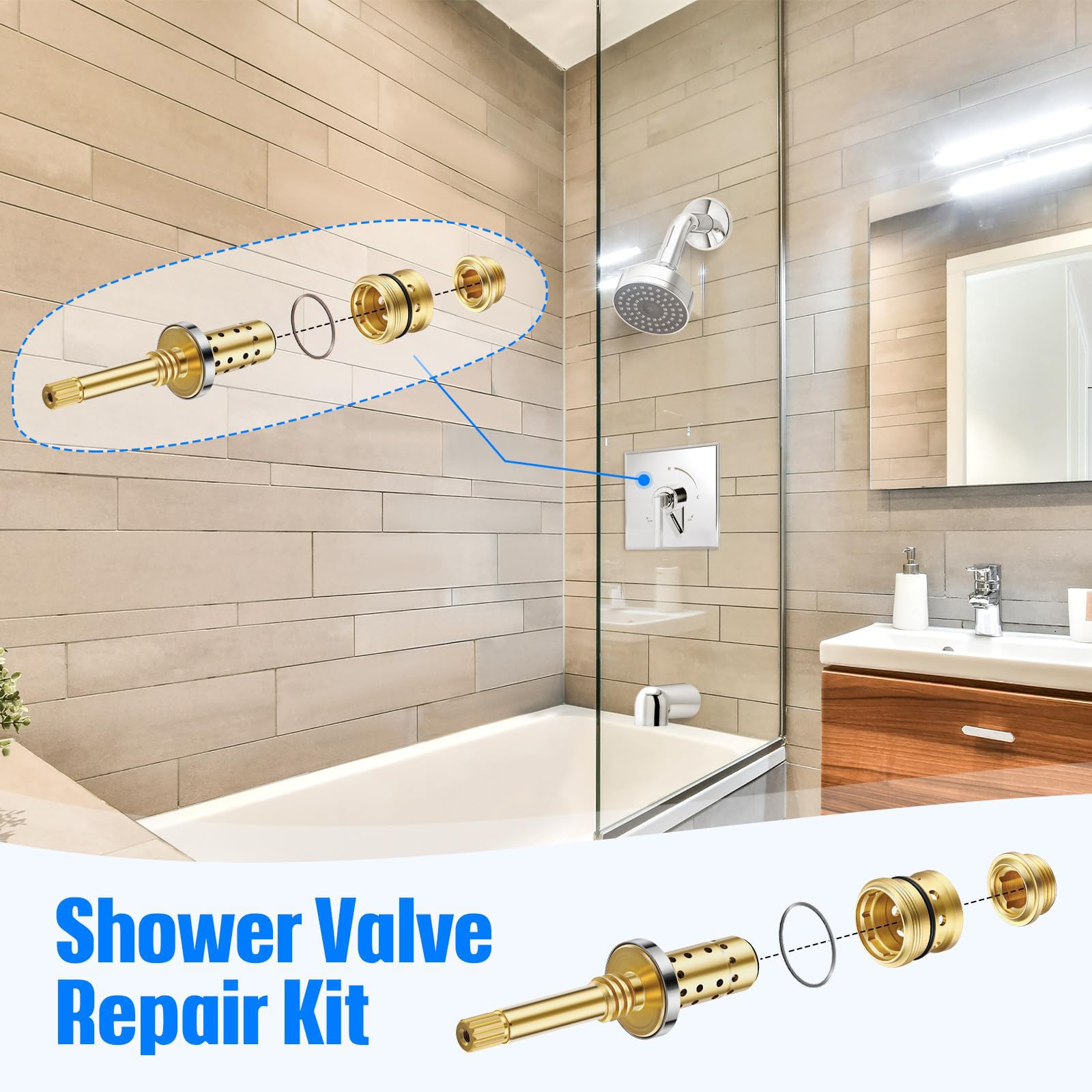 Easy installation with common tools for home tub/shower valve repair