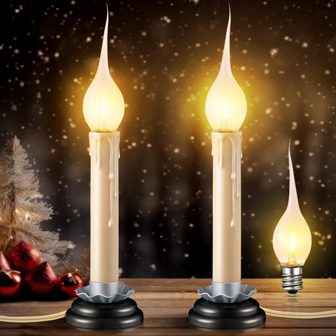 Enhon 2-pack 5-inch window candles with warm LED glow for year-round decor