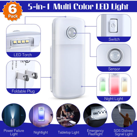 Close-up of the 5-in-1 LED emergency light with foldable plug.