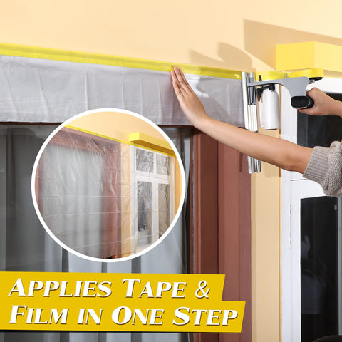 Baseboards, trims, fixtures and windows masked with Enhon kit