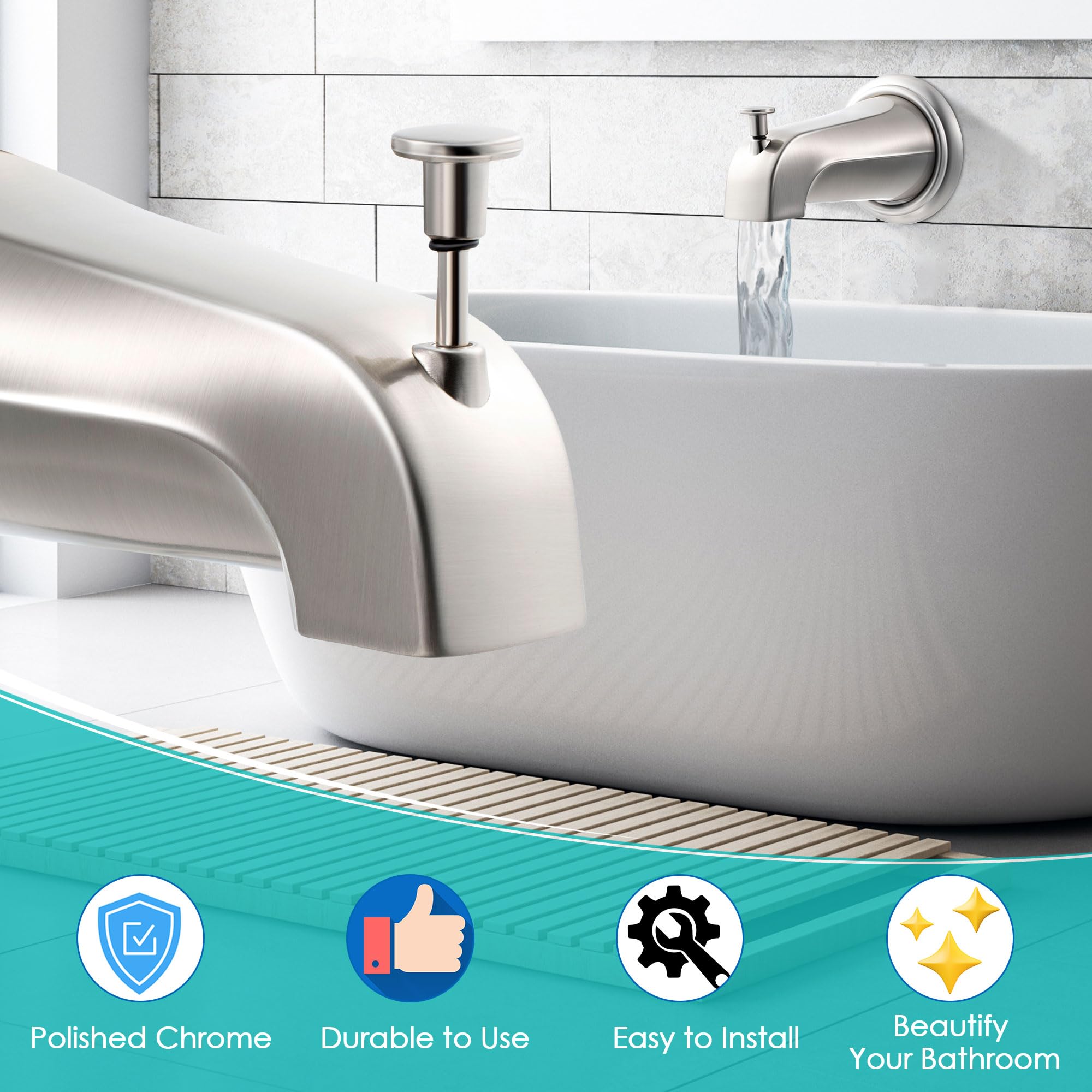 Enhon bathtub diverter ring elevates bathroom look while reducing wall cracks and leaks.