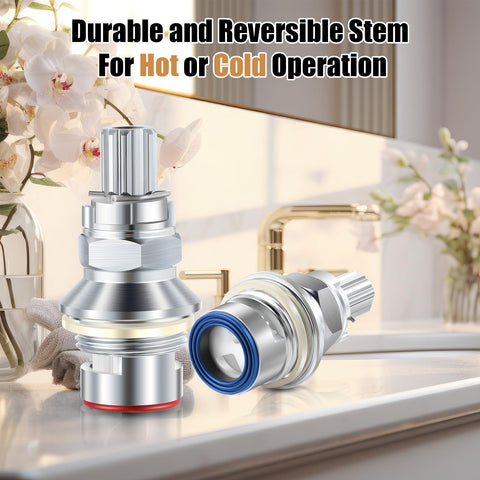 Enhon reversible 1/4-turn cartridge enables quick hot or cold orientation.