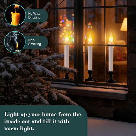 Enhon Christmas window decor provides a soft amber glow for cozy holiday ambiance.