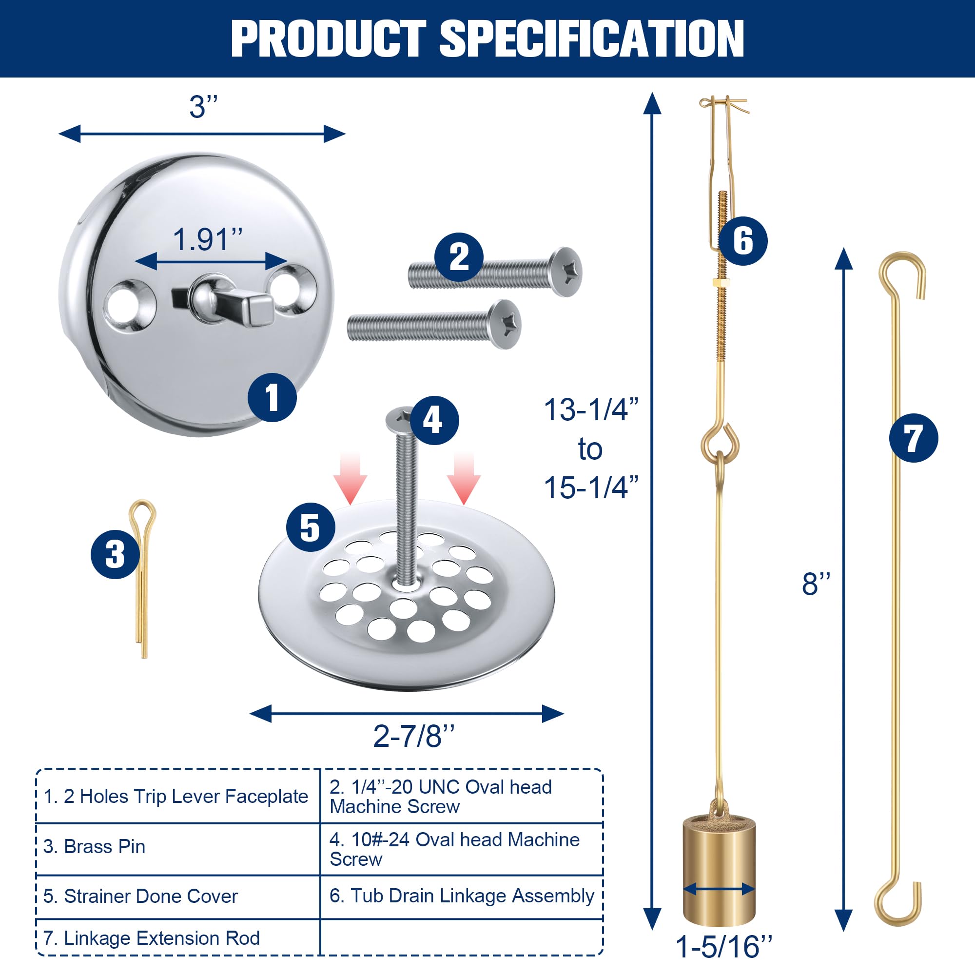 Enhon chrome finish matches standard bath hardware and resists tarnish.