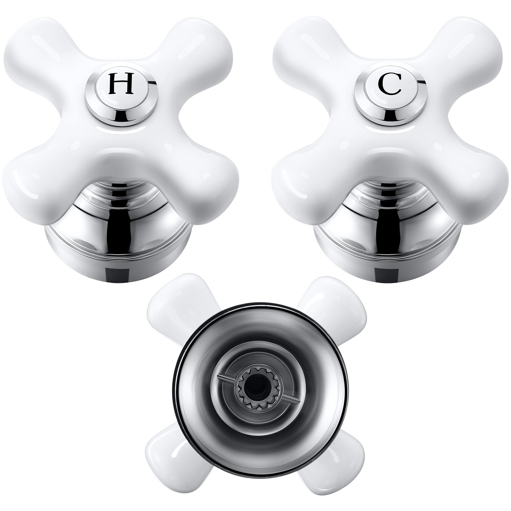 Enhon cross-arm handle set in chrome and white for Price Pfister showers; upgrade ready.
