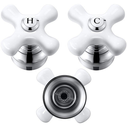 Enhon cross-arm handle set in chrome and white for Price Pfister showers; upgrade ready.