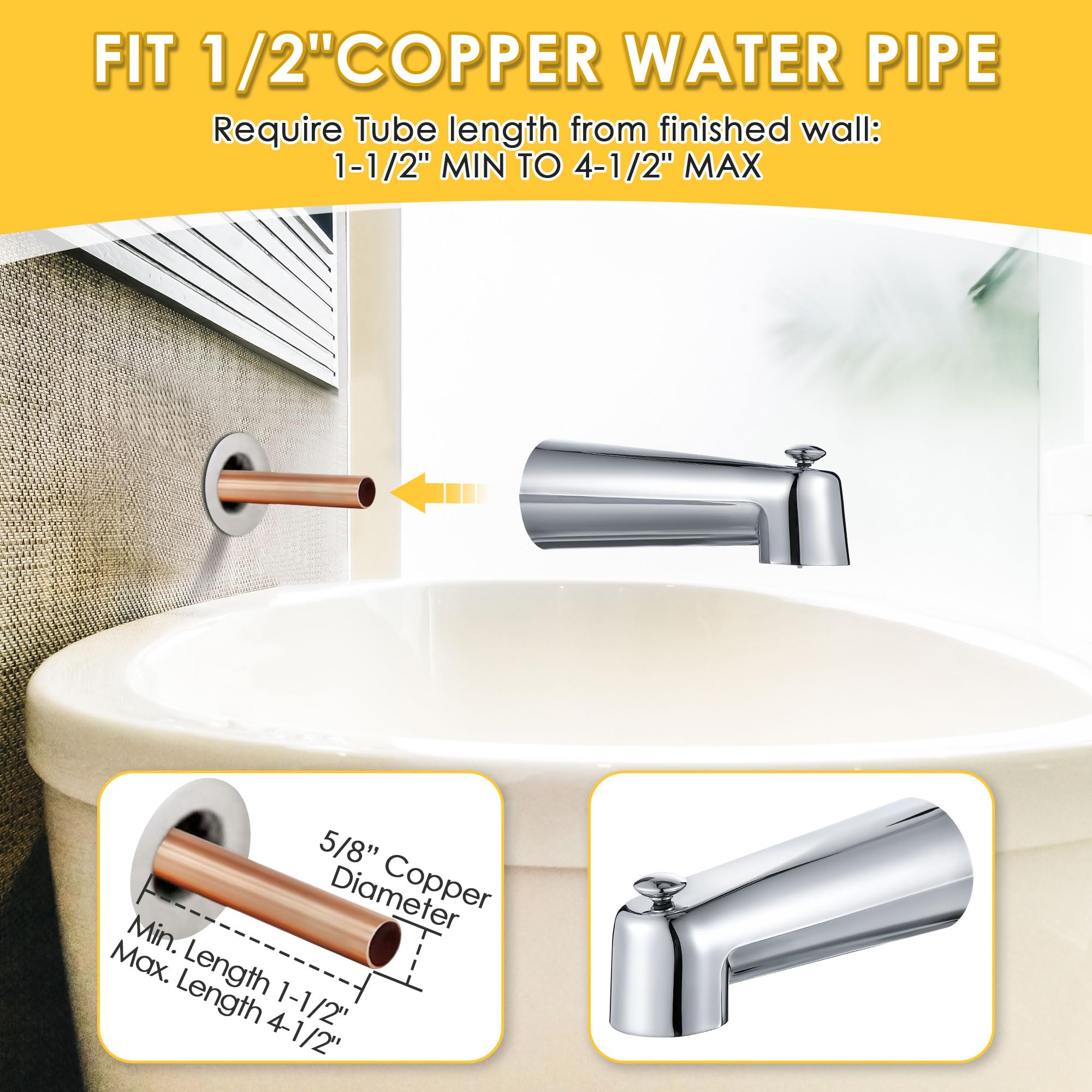 Enhon tub spout diverter knob demonstrates water direction control