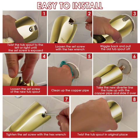Enhon hex wrench included diverter tub spout for secure Kohler installation