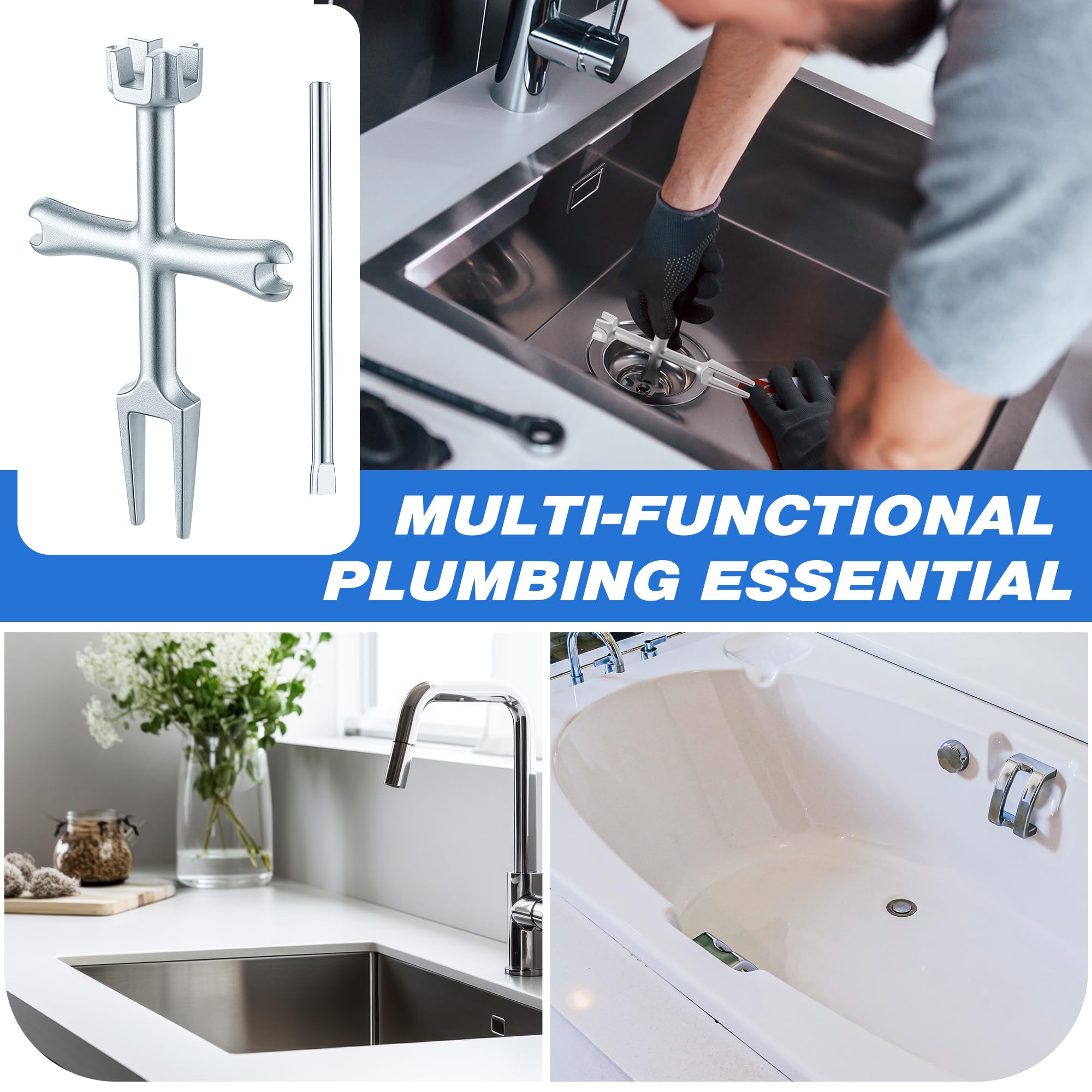 Enhon includes wrench and sliding handle for a complete plumbing solution.