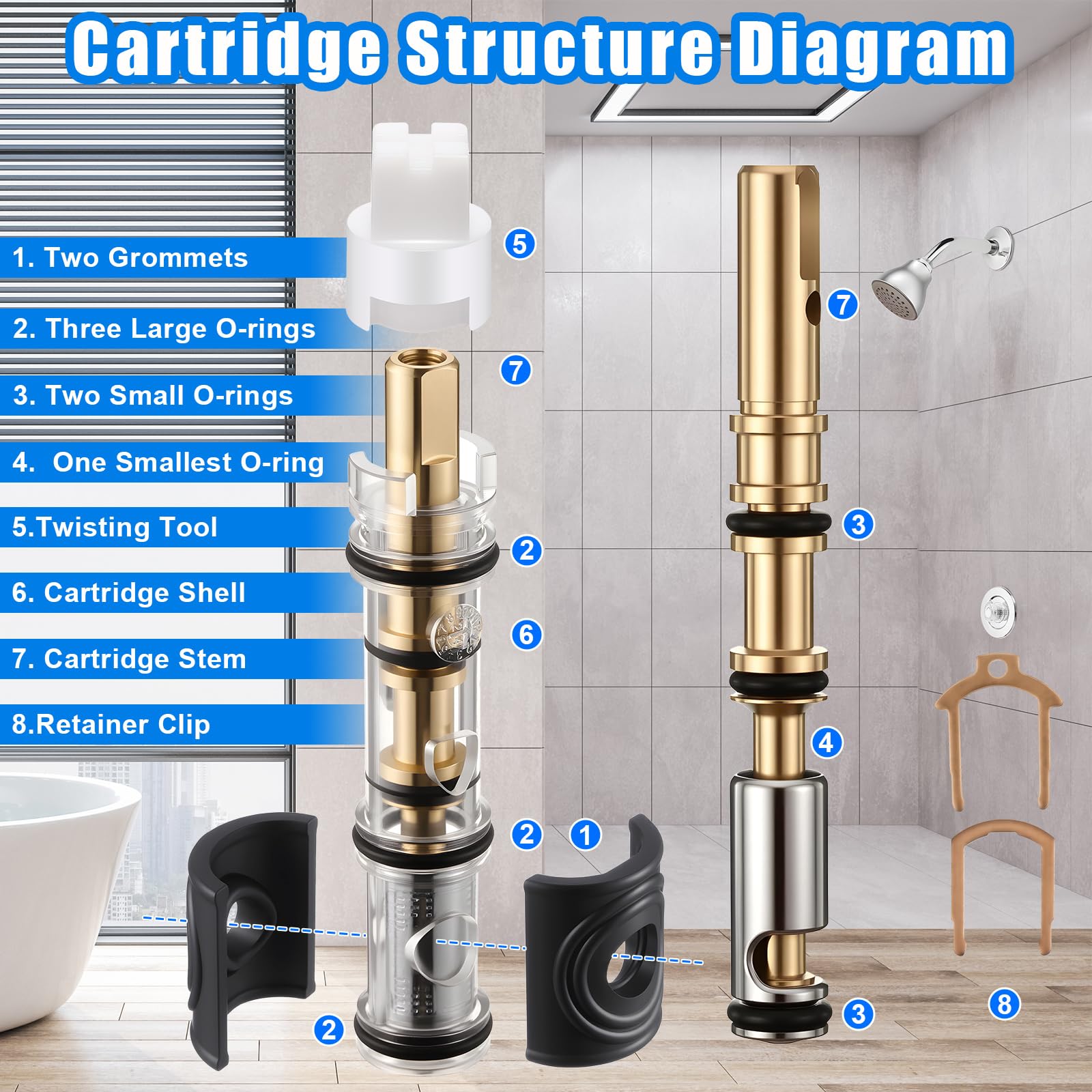 Enhon leak-prevention cartridge supports longer faucet life with consistent water flow.