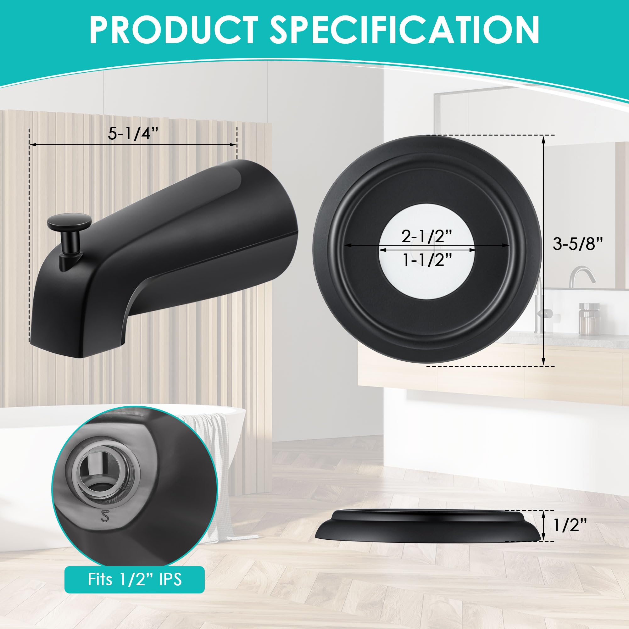 Enhon tub spout cover ring demonstrates easy front-mounted installation, reducing wall gaps