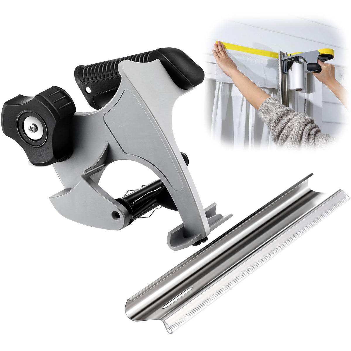 Enhon painter's tape dispenser in action showing the cutting blade for precise masking