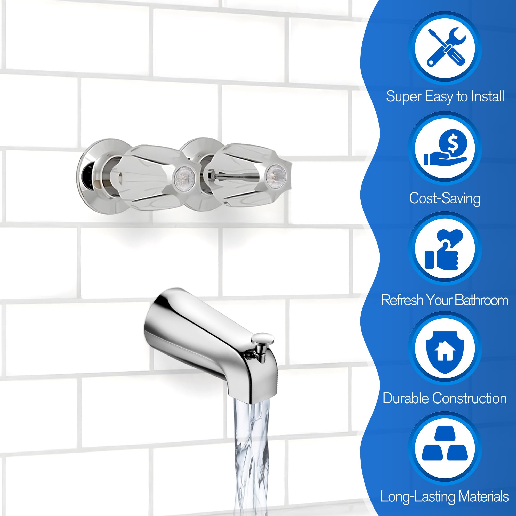 Enhon shower knob handle close-up in polished chrome.
