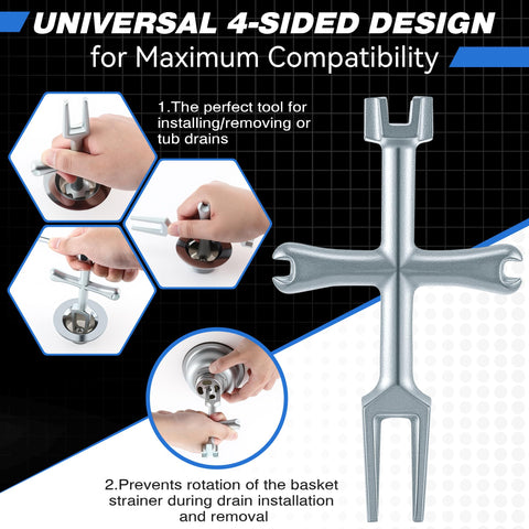 Enhon sliding handle provides extra leverage for easier drain work.
