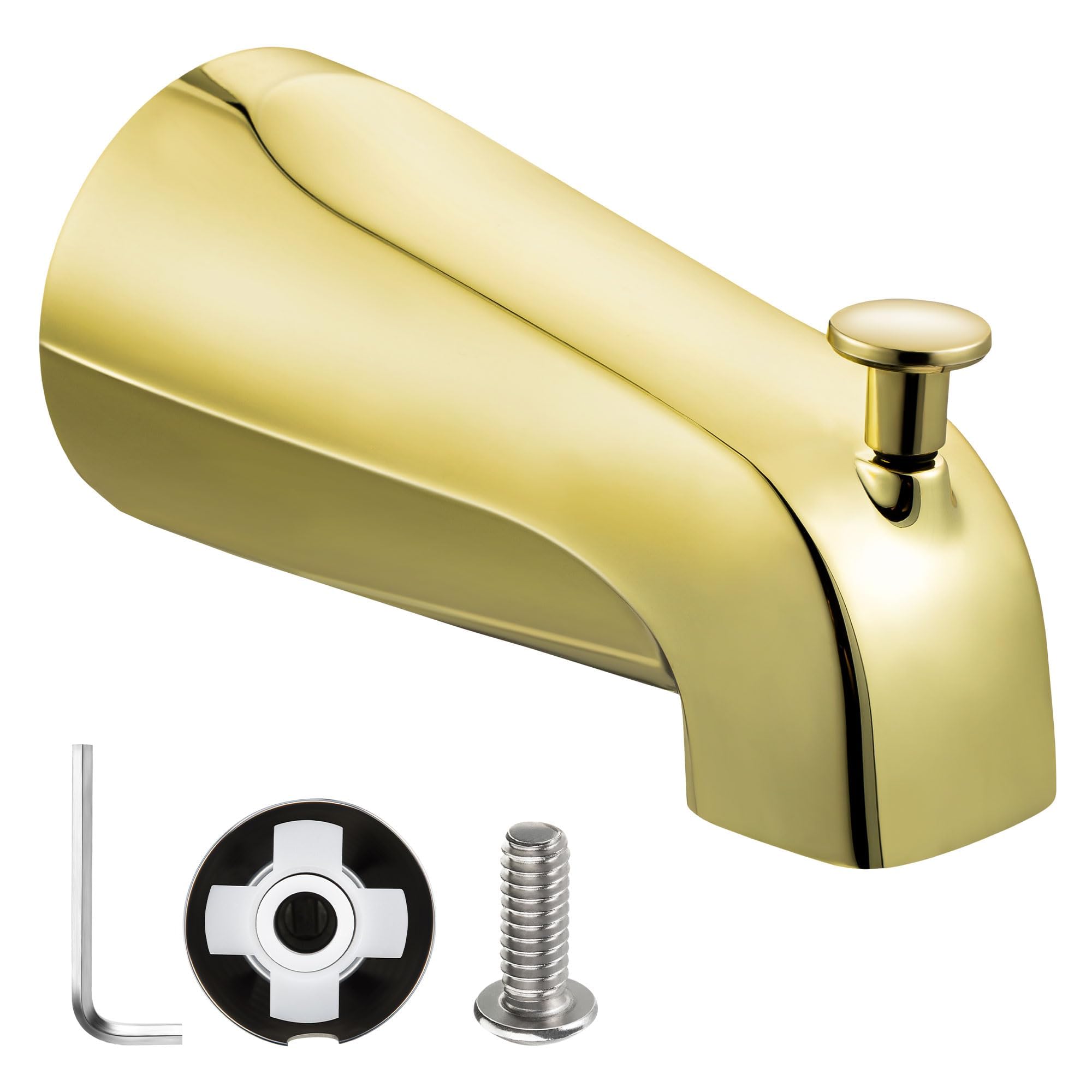 Enhon polished brass slip-on diverter tub spout for bath and shower use