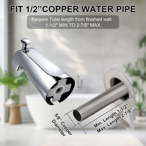 Enhon slip-on tub spout fits 1/2 inch copper tube