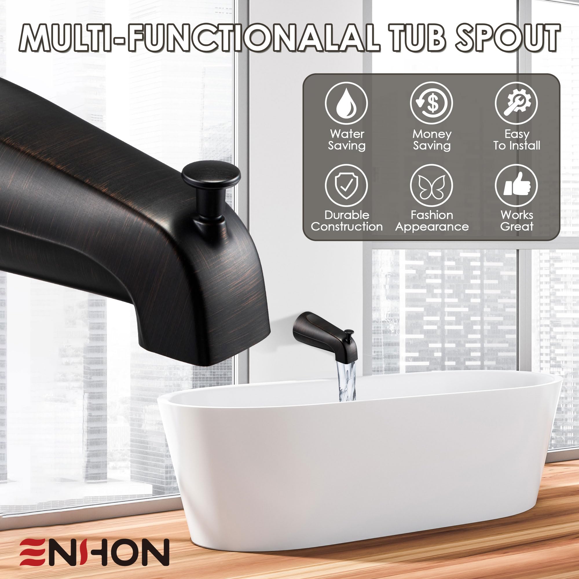 Enhon slip-on diverter spout fits American Standard 8888026.002.
