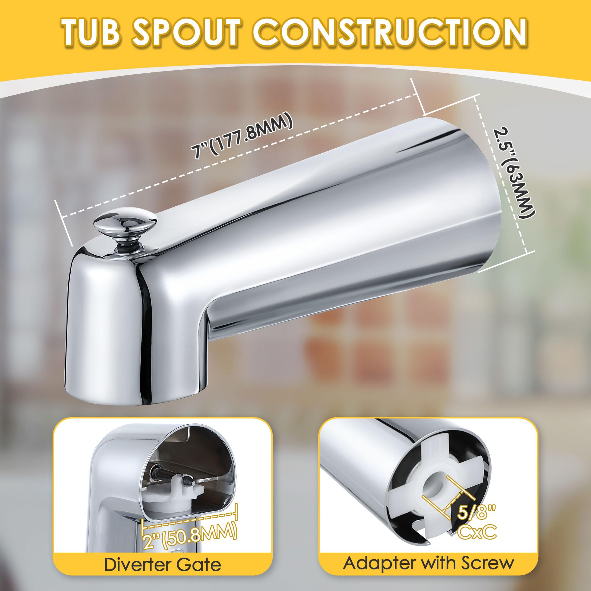 Enhon diverter tub spout compatible with Moen 3839/3853 for easy retrofit