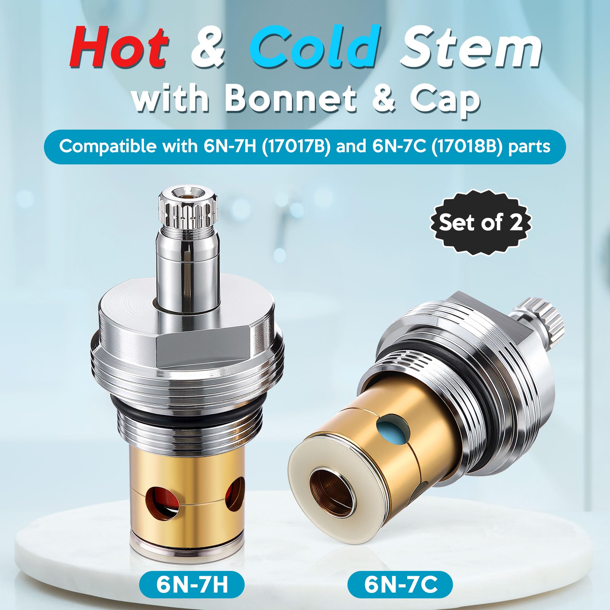 Enhon stem set with bonnet and cap for Kohler tub/shower compatibility