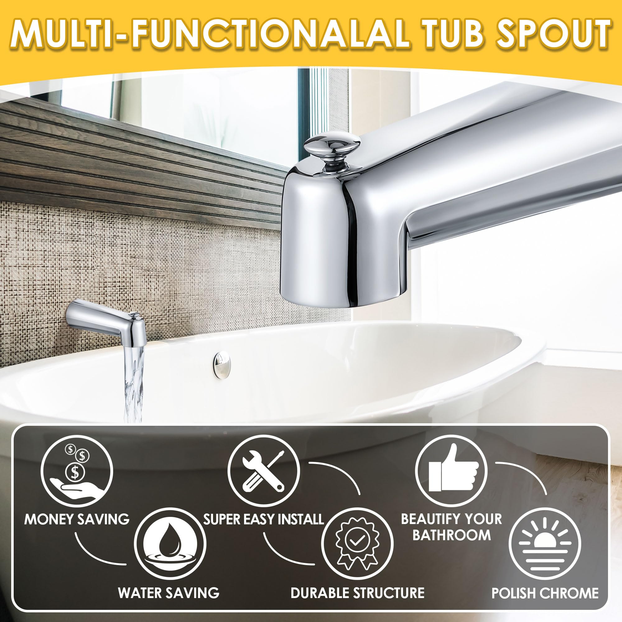 Enhon installation kit for slip-on tub spout includes wrench