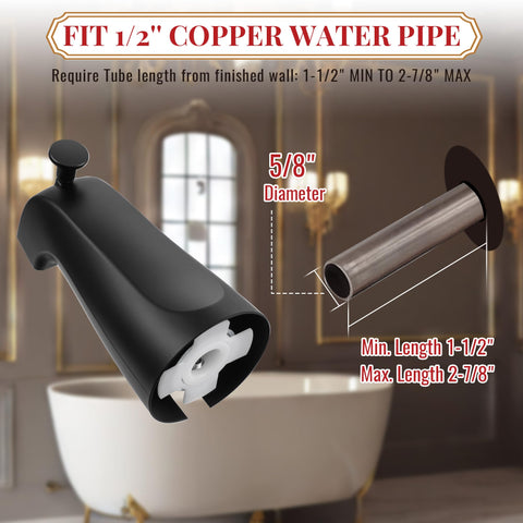 Close-up of Enhon tub spout metal construction for durability