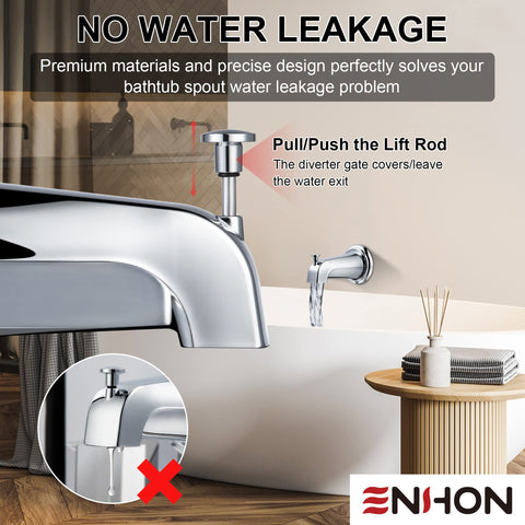 Enhon tub spout with set screw and wrench for quick installation
