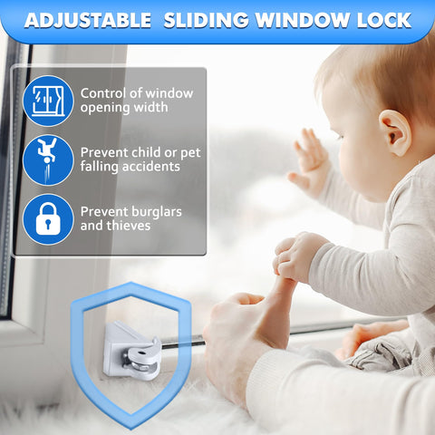 Enhon window lock showing adjustable jaw width for versatile frame fit.