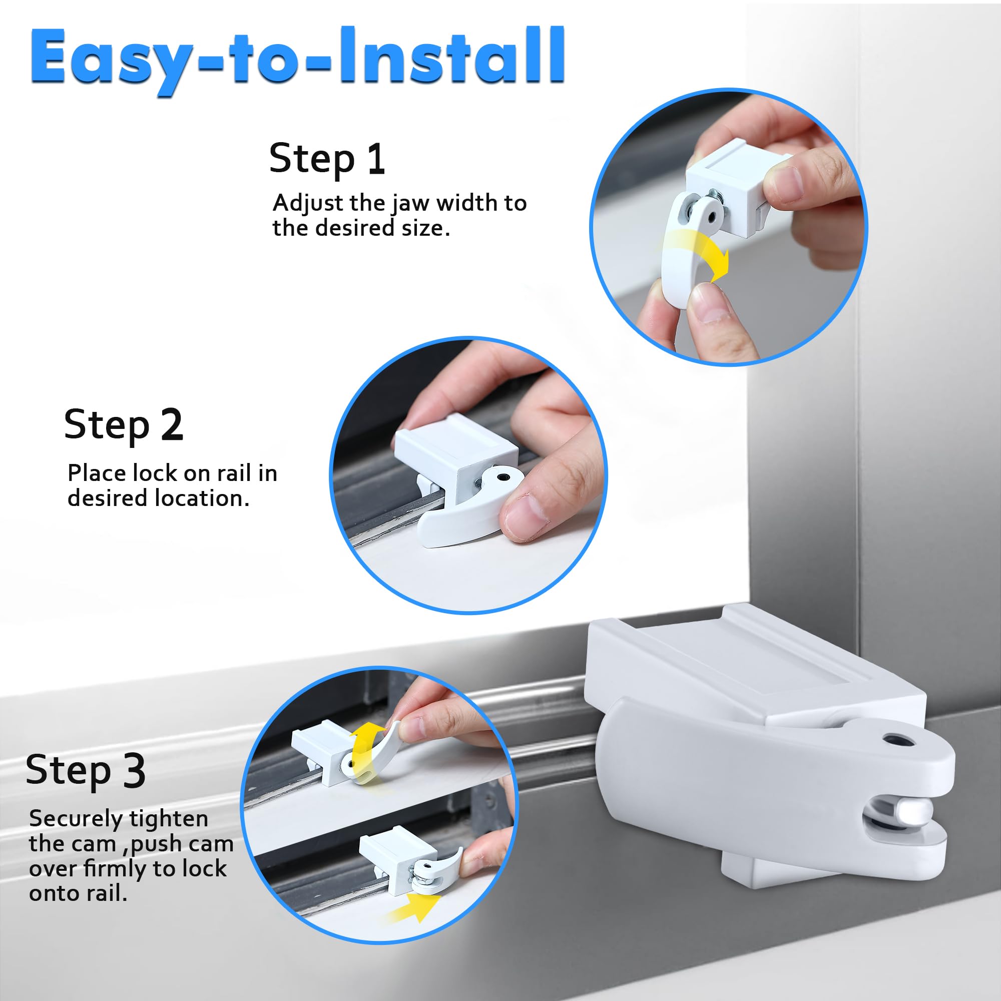 Enhon window lock compatible with most vinyl window frames for easy fit.