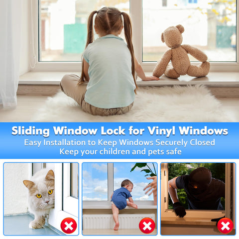 Enhon window lock features a discreet white finish that blends in.