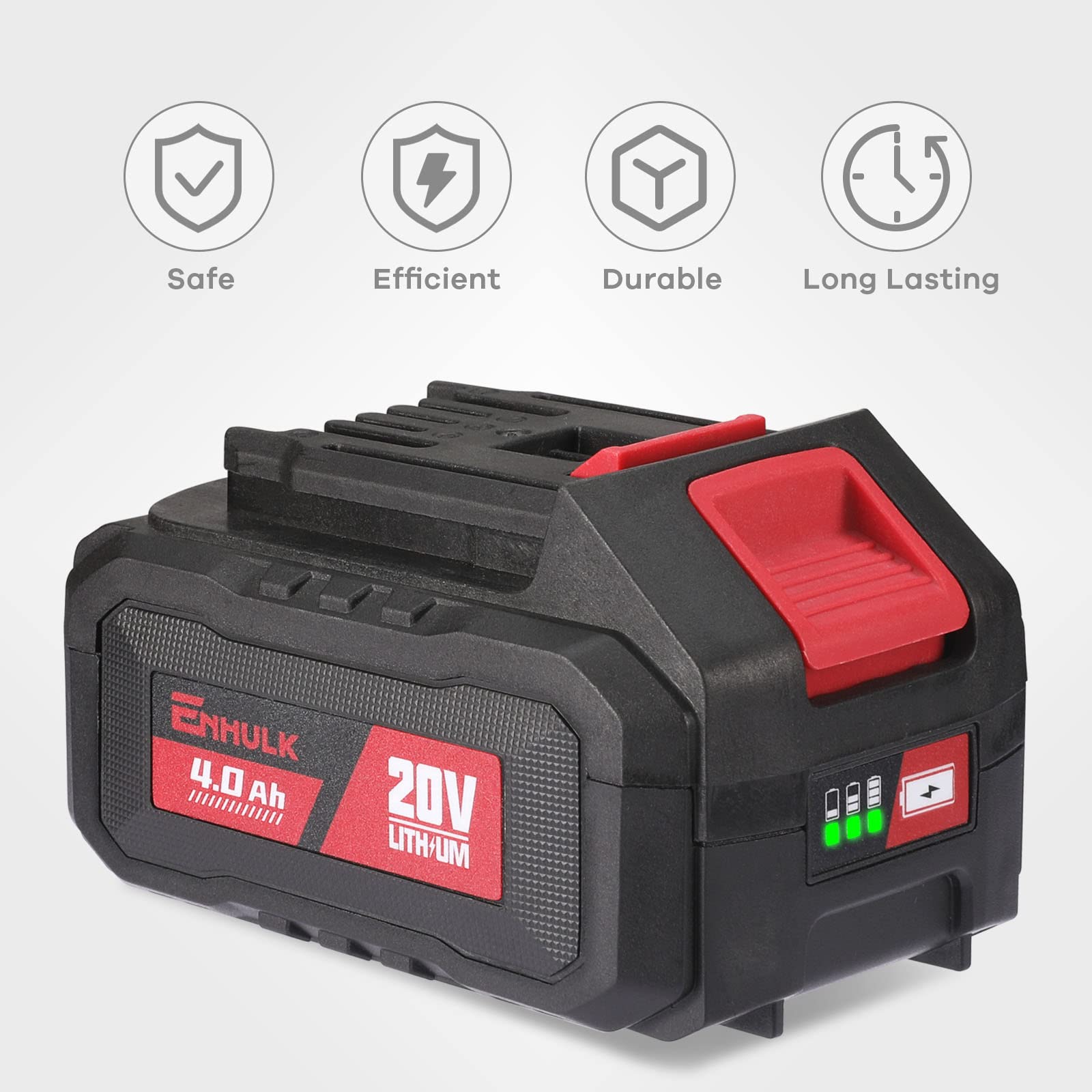 Enhulk 20V battery compatible with leaf blower for continuous operation.