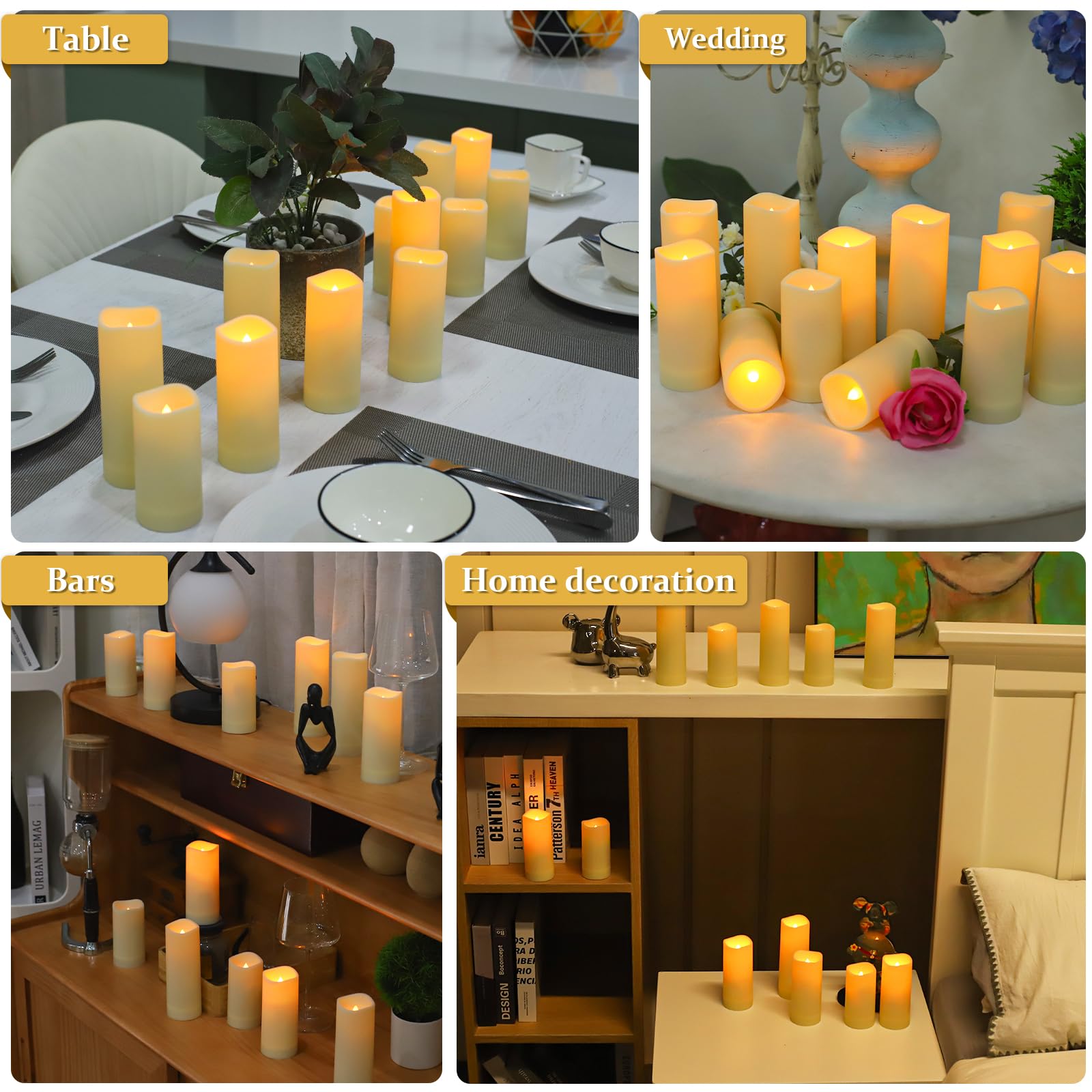 Enido waterproof resin candles withstand rain and humidity for indoor or outdoor use