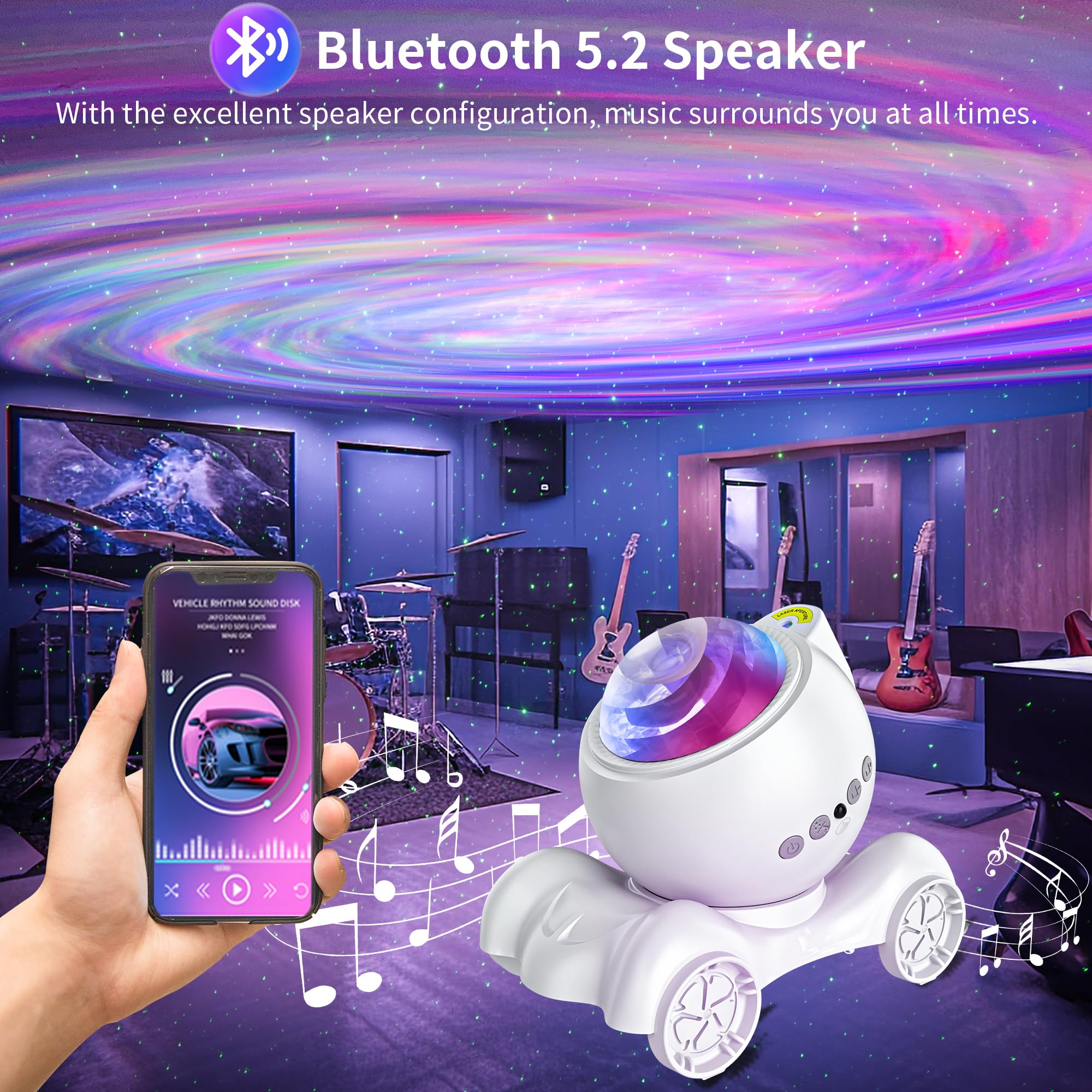 Built-in Bluetooth speaker for clear audio to accompany the visuals